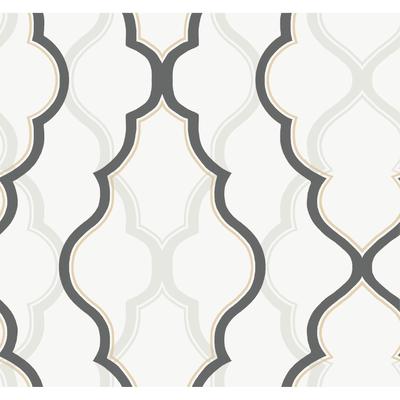 Candice Olson Double Damask White & Black Wallpaper