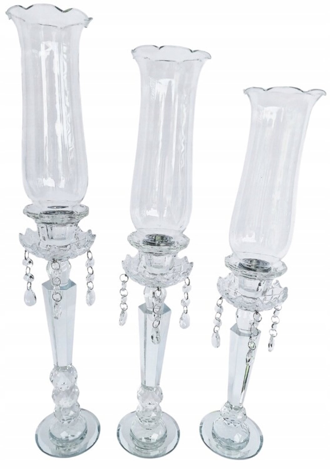 Set van 3 glazen kaarsenstandaards met kap voor elegante decoratie