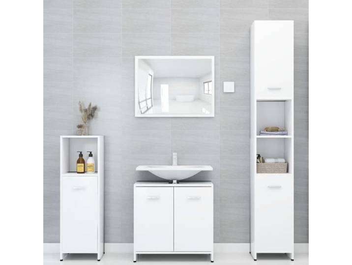 Excellent -Ensemble Meuble de salle de bain 3 pcs - Mobilier de salle de bain Blanc - Aggloméré #51619