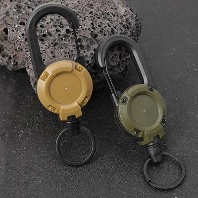 Retractable Keychain Carabiner With Heavy Duty Steel Wire Rope For Outdoor Gear And Tools black