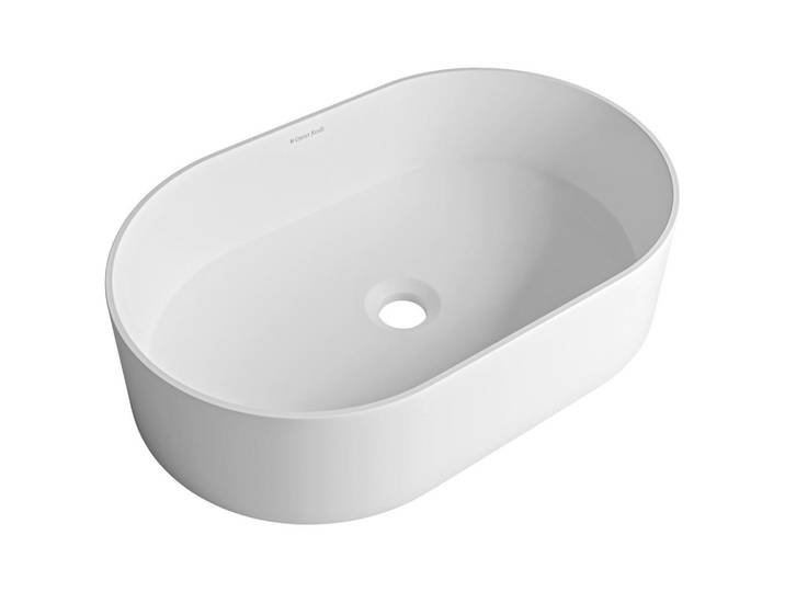 Dieter Knoll Waschbecken, Weiss, Stein, 55x14x35 cm, Made in EU, Permanentablauf notwendig, Waschbecken ohne Überlaufloch, Badezimmer, Waschbecken & Armaturen, Waschbecken