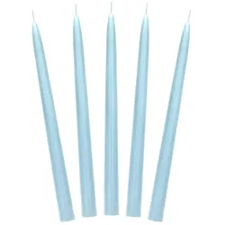 10x Kegelkerze matt, hellblau, 24cm