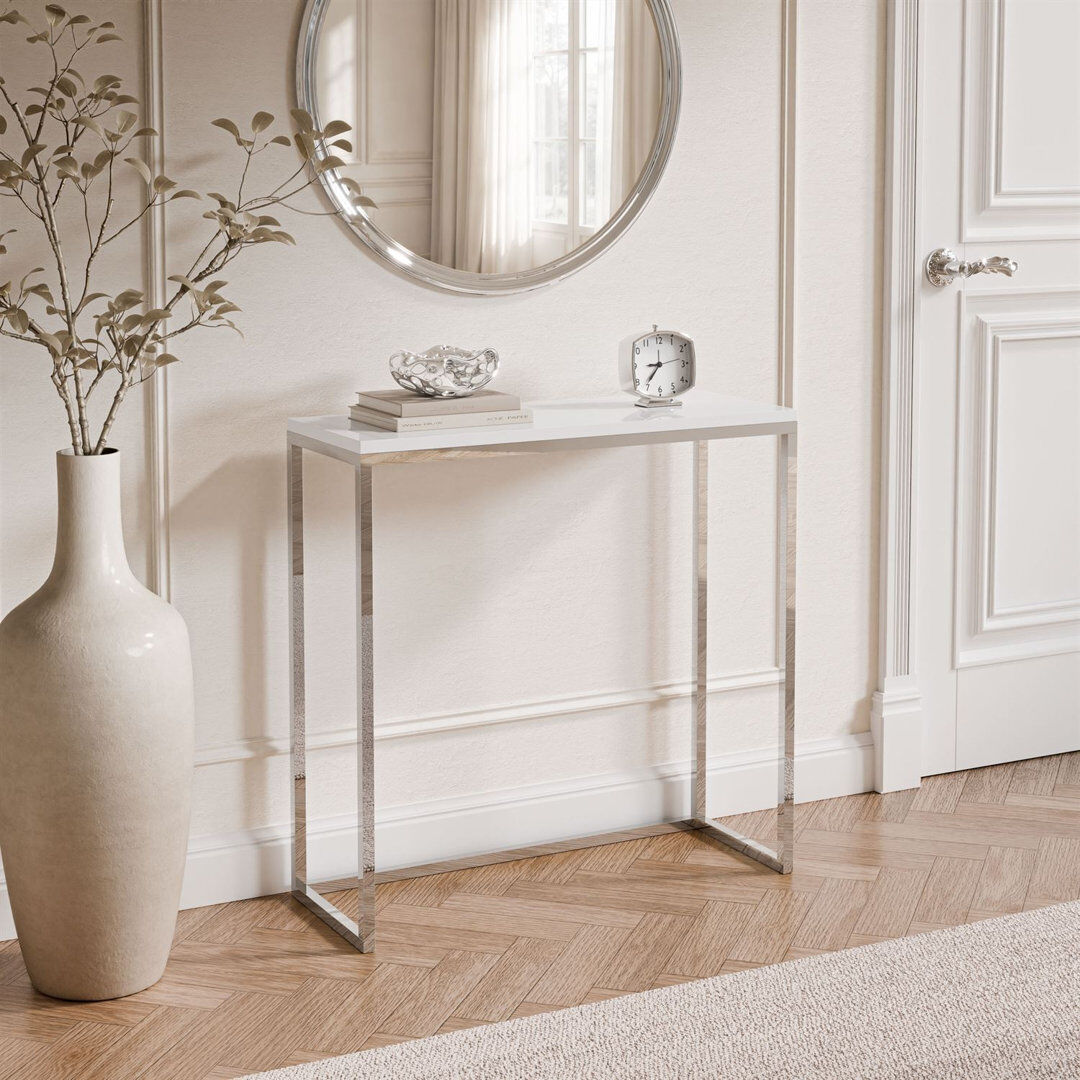 LukMebel Console Table chrome/ white gloss 80 cm