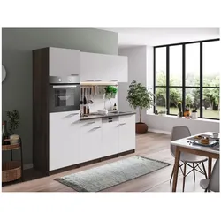 Respekta Küchenzeile KB205EYW 205 cm Weiß-Eiche York Nachbildung
