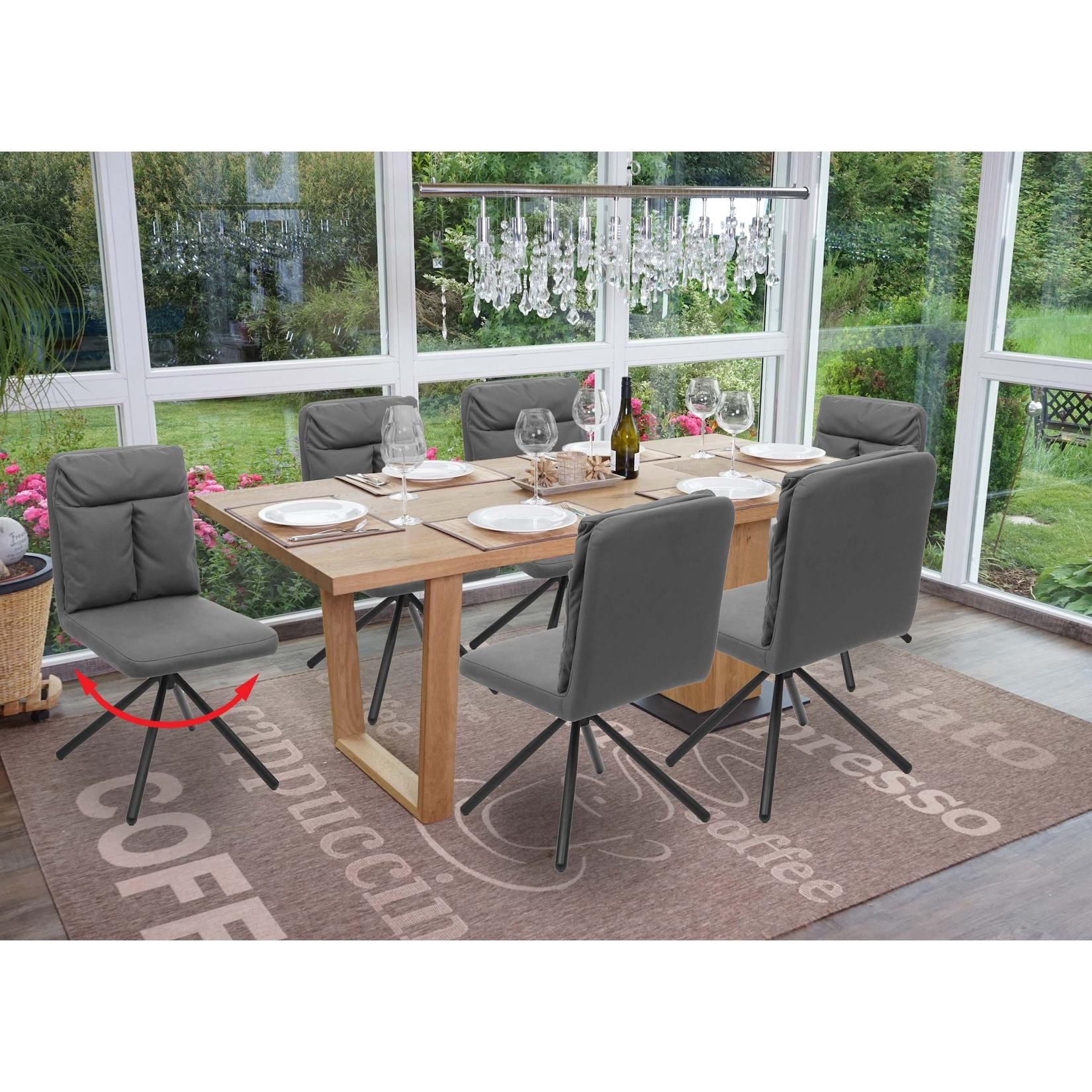 6er-Set Esszimmerstuhl MCW-G58, Küchenstuhl Stuhl, drehbar Auto-Position Textil/Stoff ~ grau