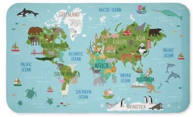"Stupell World Animal Maps Kitchen Mat, 18x30 - 18"" x 30"""