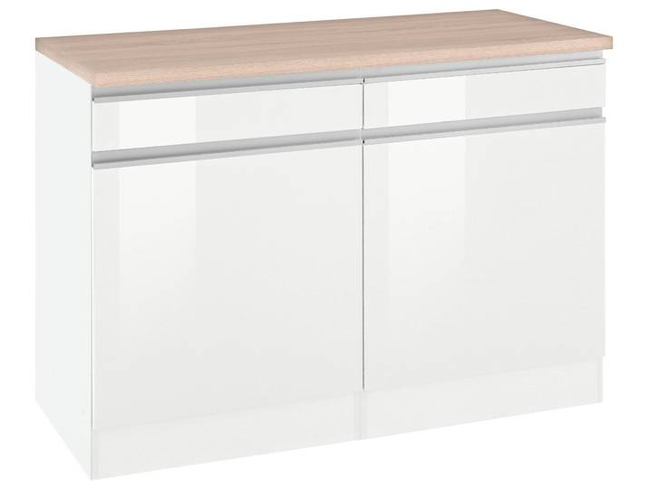 Unterschrank KOCHSTATION KS-Ohio , weiß (weiß hochglanz, weiß), B:120cm H:85cm T:60cm, Schränke, Unterschrank