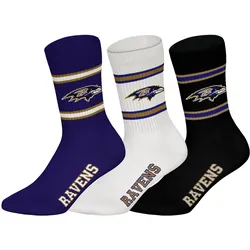 NFL Unisex Socken, 3er Pack - NFL Teams, 3Pack Crew Socks, Football, Logo, Baumwollmischung Baltimore Ravens / 39-42