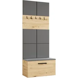 GARDEROBENSCHRANK Rosanno I Eiche Artisan 80,6/204/40 cm – Modern, mit Kleiderhaken