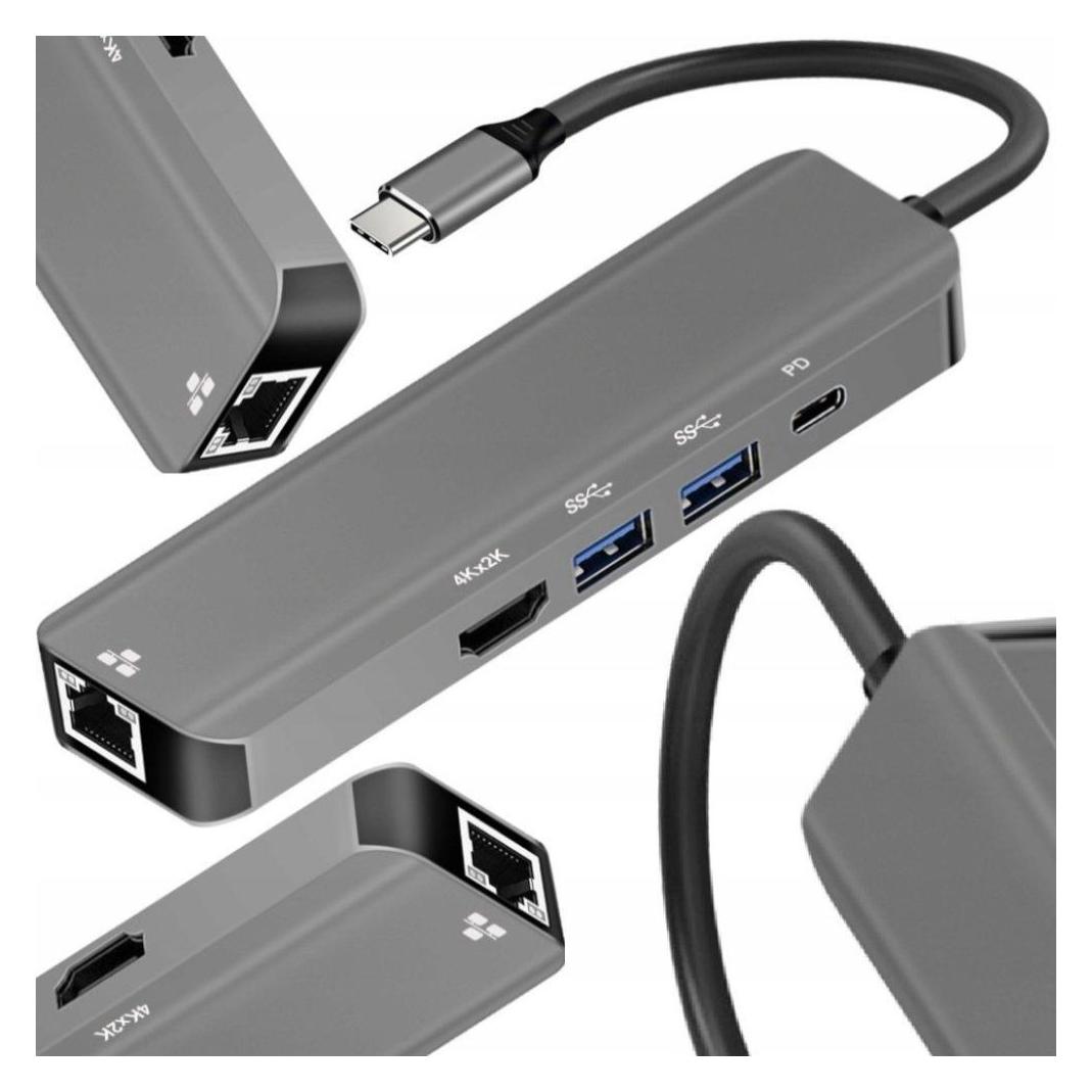 Art Sonstiges Computer-Zubehör Adapter HUB 5in1 USB C OEM-C15-1 silber (USB-C, 5 Ports) (45881879)