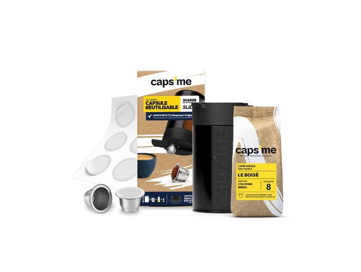 Capsule Réutilisable Compatible Nespresso Slide avec café CAPS ME