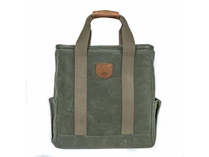Stroller Kühltasche aus gewachstem Canvas und Leder Farbe Loden grün