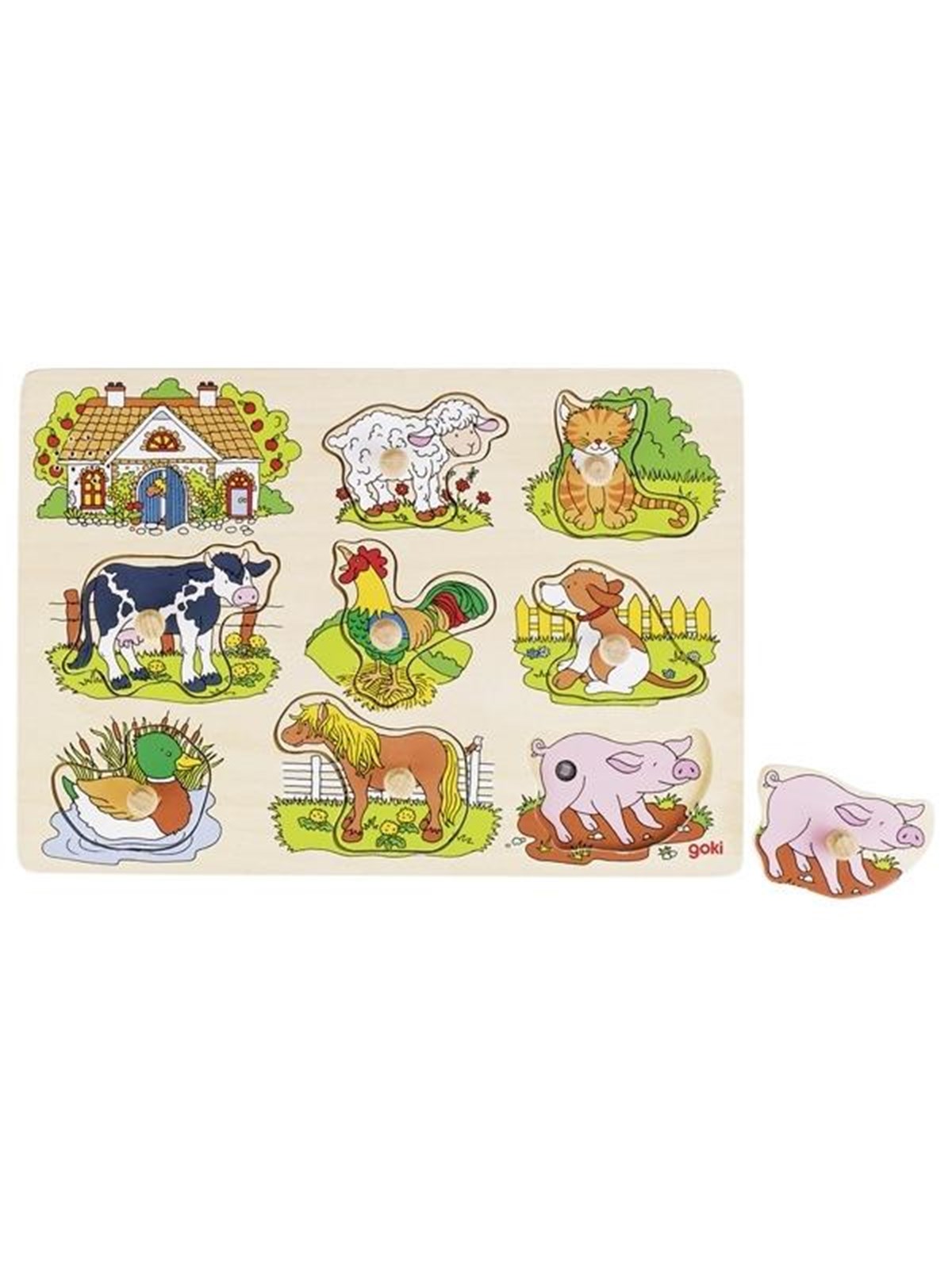 Goki Stud Puzzle Farm Animals with Sound Holz