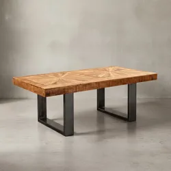 KADIMA DESIGN Couchtisch Mango, rustikaler Stil, Metallbeine, 105x40x55 cm, 50 kg Belastbarkeit.