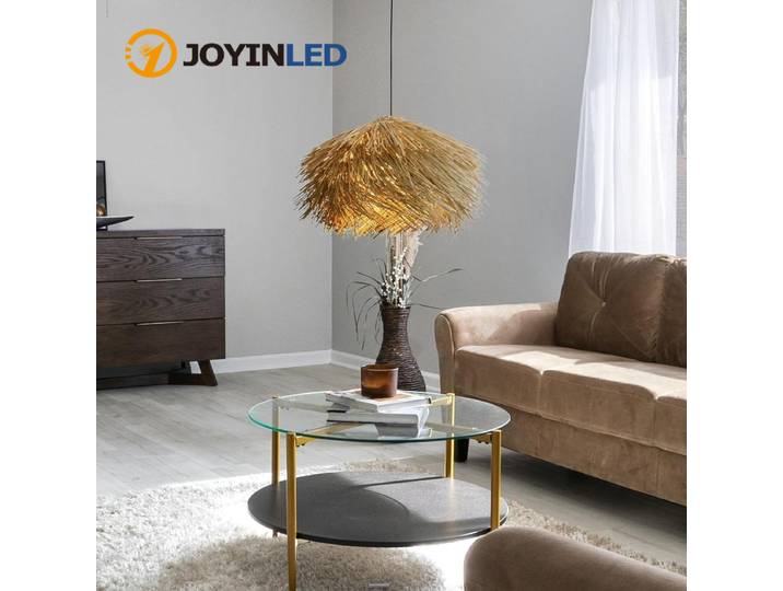 JOYINLED 40/50/60 cm lustre en rotin beige, suspension tissée à la main éclairage de ferme pour salle à manger salon lampe de foyer