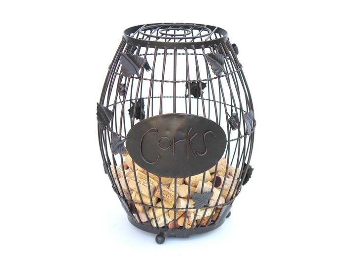 DanDiBo Korkensammler Weinfass Metall Braun 28/28/37 cm, 28x37x28 cm, Weinregale