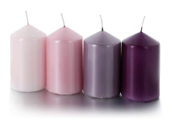 Stumpenkerze balthasar assortiert 4er Set , weiss (weiß), H:10cm Ø:5cm, Kerzen, Stumpenkerze