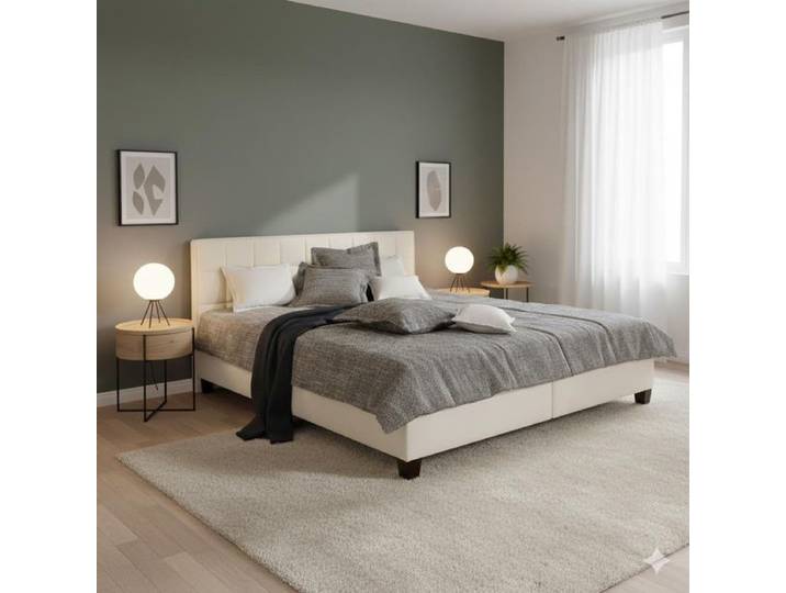 Polsterbett Sansone Webstoff mit Bettkasten 180x200cm Sand klassischer Stil,