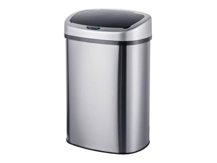 Relaxdays poubelle à capteur\, 50 L\, couvercle automatique\, argenté support sac poubelle\, poubelle de cuisine