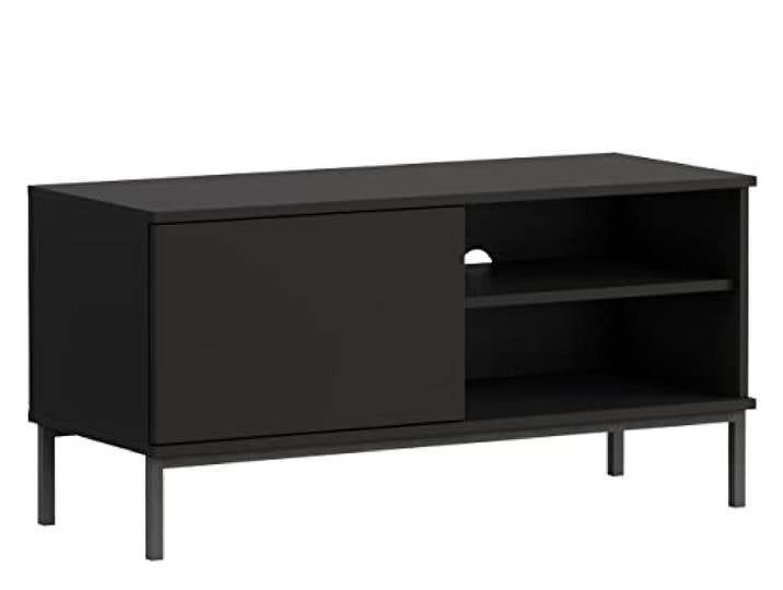 Mirjan24 TV Lowboard Nitho NH04 1D mit Facher, Griffloses Öffnungssystem, Fernsehtisch, Sideboard, Fernsehschrank, TV Tisch, TV Schrank, TV Bank (Schwarz)