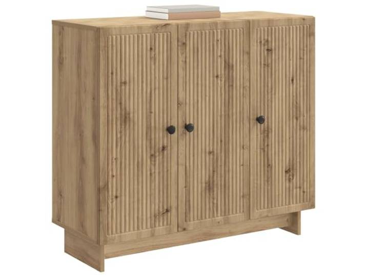 KTHLBRH Sideboard Eiche Handwerk 89 x 34,5 x 80 cm Massivholz Vintage Design Klassische Griffe für Wohnzimmer und Innen