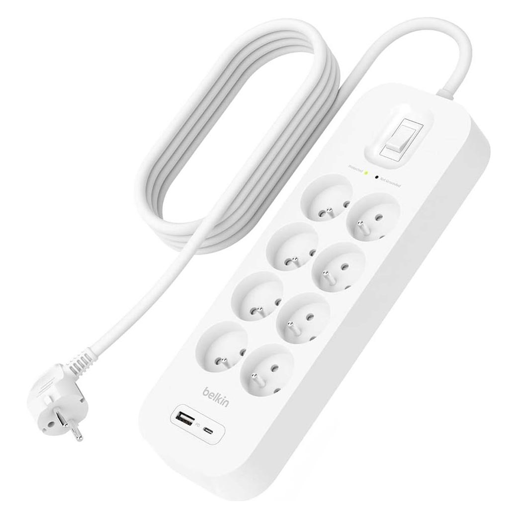 Belkin Surge Protection with USB C 8 Outlet (8x, CEE 7/5, 2 m) (SRB003ca2M)