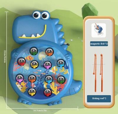 Perfect Picks Market Dinosaur Magnetic Fishing Toy Set For Kids Montessori Learning Game blue Fishing