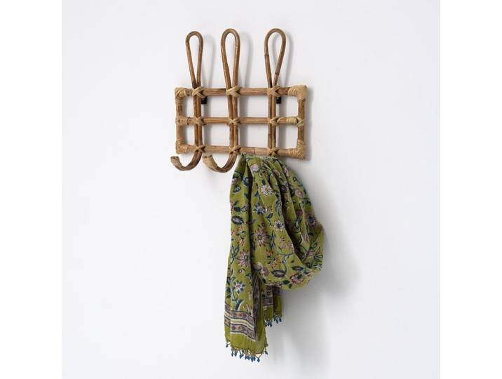 Porte-manteau vintage 3 crochets en rotin naturel