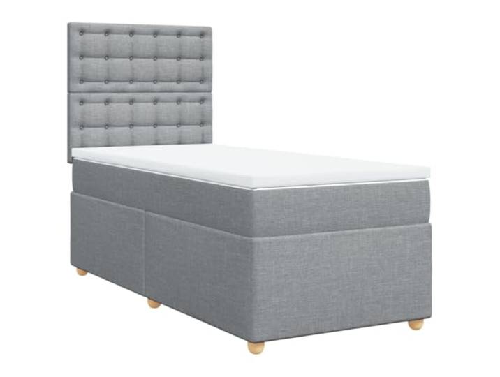 PUGYNBK Boxspringbett, 100 x 200 cm, Hellgrau Verstellbares Kopfteil, Taschenfedern, waschbarer Bezug, Lattenrost
