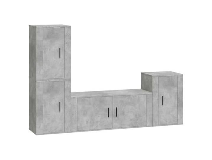 GHVBNMF 4-TLG. TV-Schrank-Set Betongrau Holzwerkstoff Wandmontage Moderne hängende Lowboards fürs Wohnzimmer und Schlafzimmer mit geräumigen Fächern für Ordnung und Multimedia.