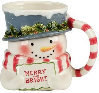 Certified International Snowman Greetings 3-D Mugs, Set of 4