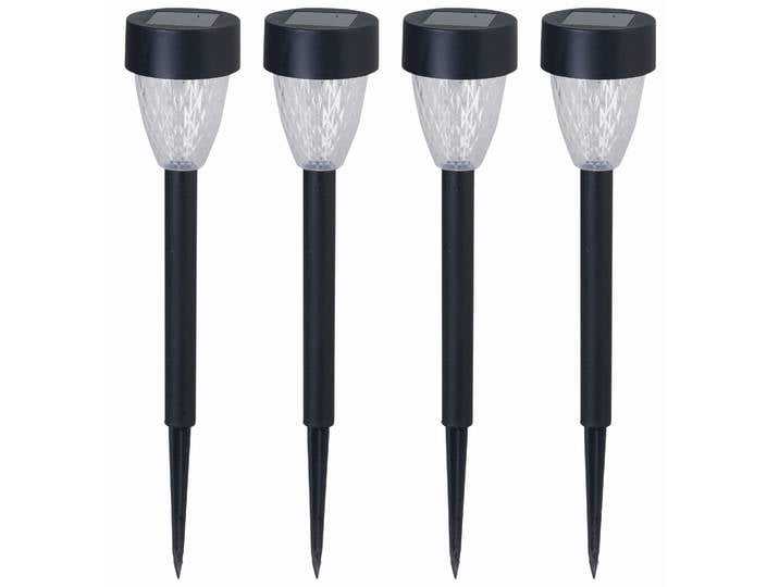 Gartenleuchte LUXFORM Solar-Gartenlampe Montpellier - 4 Stück , schwarz, 4 Stk., Leuchten, Gartenleuchte, Aus Kunststoff gefertigt