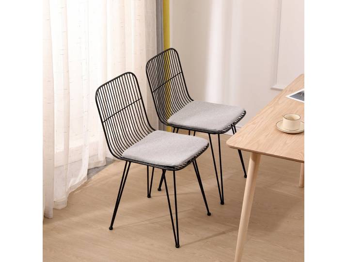 Lot de 2 chaises de salle à manger industrielles en métal gris