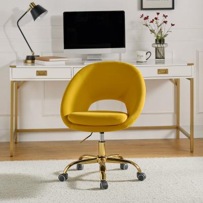 HULALA HOME Ramona Modern Velvet Height Adjustable 360 Swivel Task Chair with Metal Base