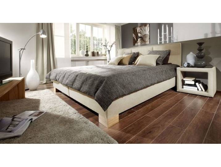Polsterbett Quintino Webstoff mit Bettkasten 180x200cm Sand