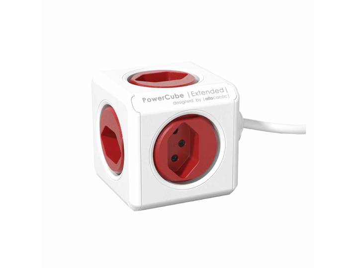 Allocacoc PowerCube Extended USB 1.5m Steckdosenleiste rot