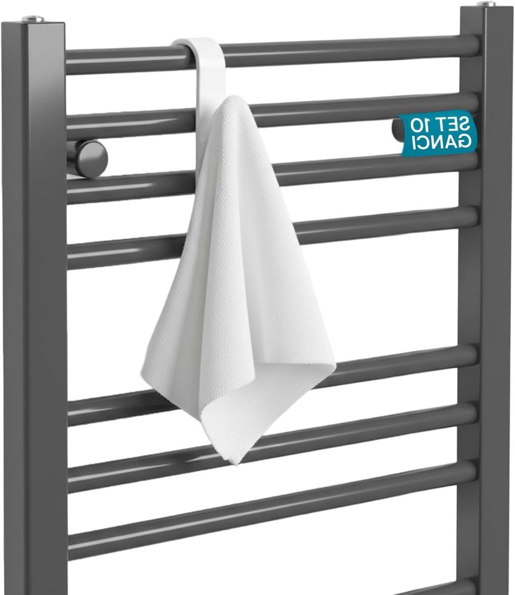 Set van 10 universele witte kleerhangers voor boorvrije montage