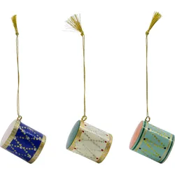 HDDrum Weihnachtsbaumschmuck, blau, beige und grün, 3 St.