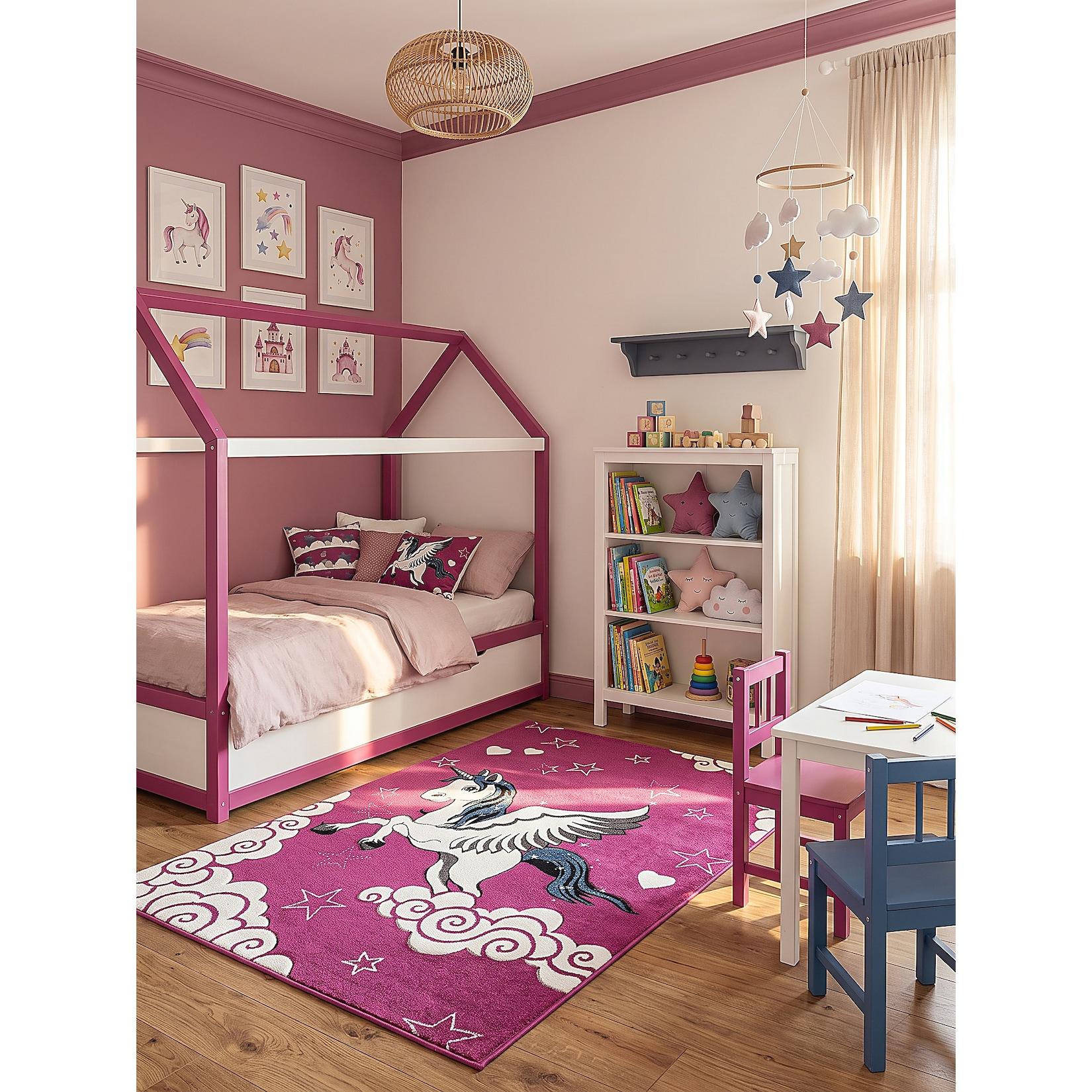 Kinderteppich Pflegeleicht Fuchsia 120x170 cm - CASOLA Kadima Design