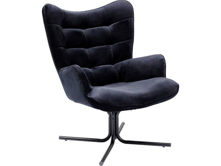 Kare-Design Sessel, Schwarz, Metall, 82x95x73 cm, Sitzfläche 180° drehbar, Wohnzimmer, Sessel, Sonstige Sessel