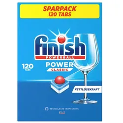 Spülmaschinentabs finish Power Classic 120 Tabs Sparpack brilliante Reinigungsleistung mit Powerball