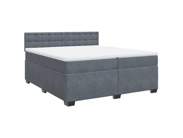 vidaXL Boxspringbett mit Matratze Dunkelgrau 200x200 cm Samt
