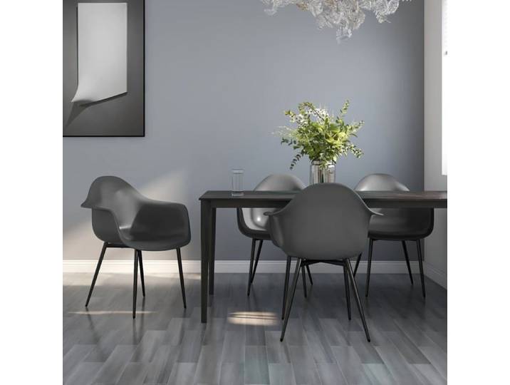 Chaise intérieure moderne Fauteuils de cuisine lot de 4 gris PP(12191）