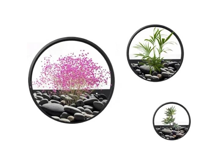 Outsunny 3er-Set Blumentöpfe Wand-Pflanzgefäß für Sukkulenten Schwarz Pflanzenbehälter für Kakteen, Wandvase für Garten, Wandvase für Wohnzimmer, Stahl