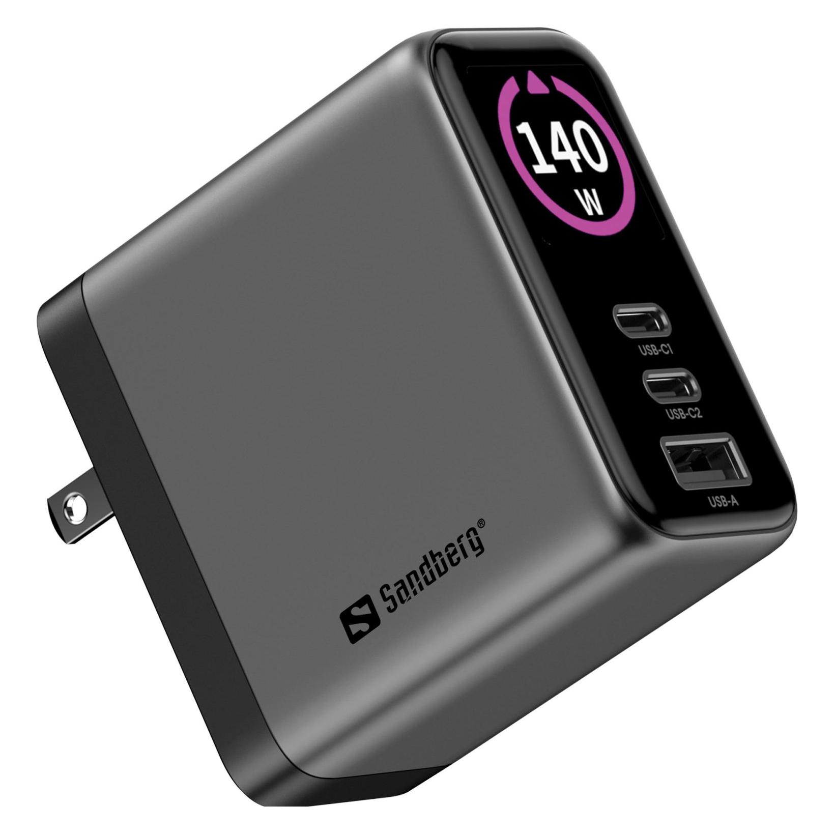 Sandberg Travel Charger PD140W Display (140 W, 3 Ports) (441-72)