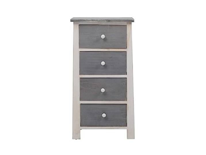 Rebecca Mobili Nachttisch im Shabby-Stil, Kommode mit 4 Schubladen, Paulownienholz, Weiß, als Wohneinrichtung für Schlafzimmer Bad Wohnzimmer – Maße: 73 x 37 x 27 cm (HxLxB) – Art. RE4328