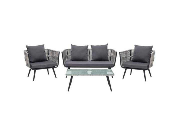 LOUNGE-SET 4-sitzer Rattan Grau Ragusa