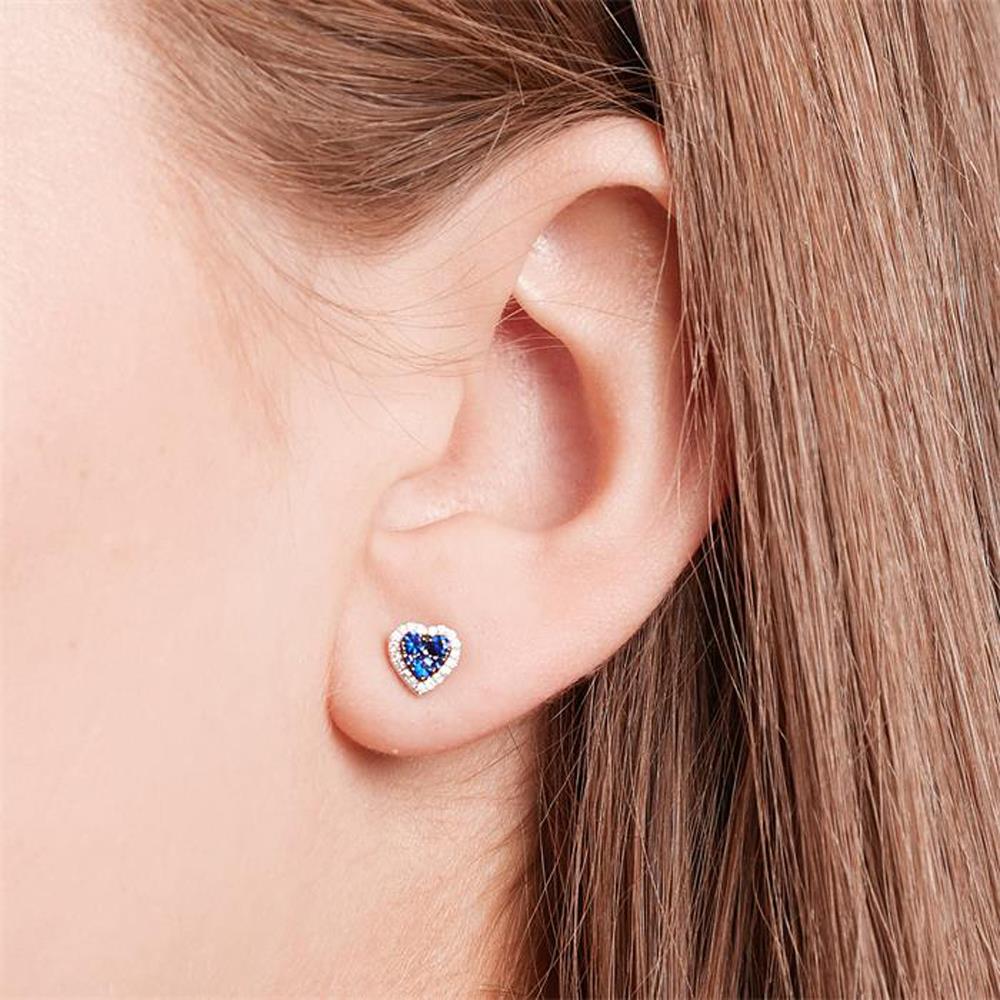 Unique Diamantohrschmuck Herzen Saphire 0,45 ct gesamt blau