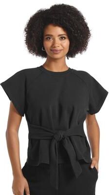 Masseys Tie Waist Tee (Size 4X) Black Wash, Cotton