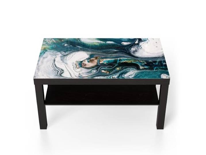 DEQORI Glastisch schwarz groß 90x50 cm Motiv Flüssige Marmorkunst ausgefallener Beistelltisch aus Glas Hochglanz Couchtisch fürs Wohnzimmer moderner Couch Tisch mit Design